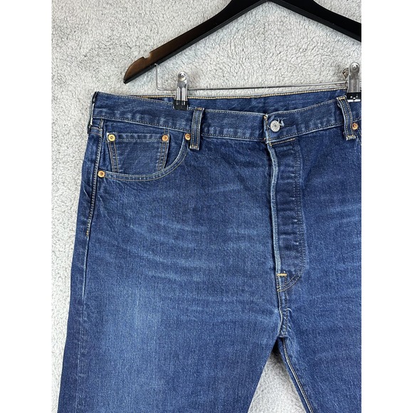 Levis 501 Jeans Mens 40x34 Blue Straight Leg Button Fly Denim Classic Made Egypt
